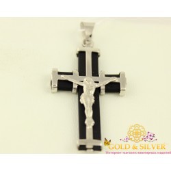 Серебряный крест с каучуком и распятием 940011с